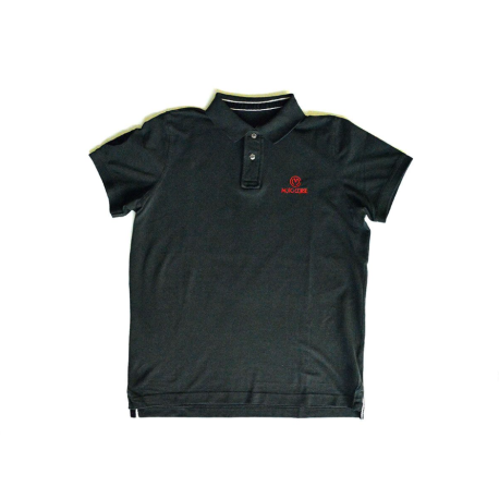 Moto Corse Black Polo with Titanium Buttons