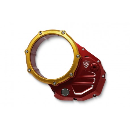 Red CNC Racing Ducati Bicolor-Clear clutch cover CA504R